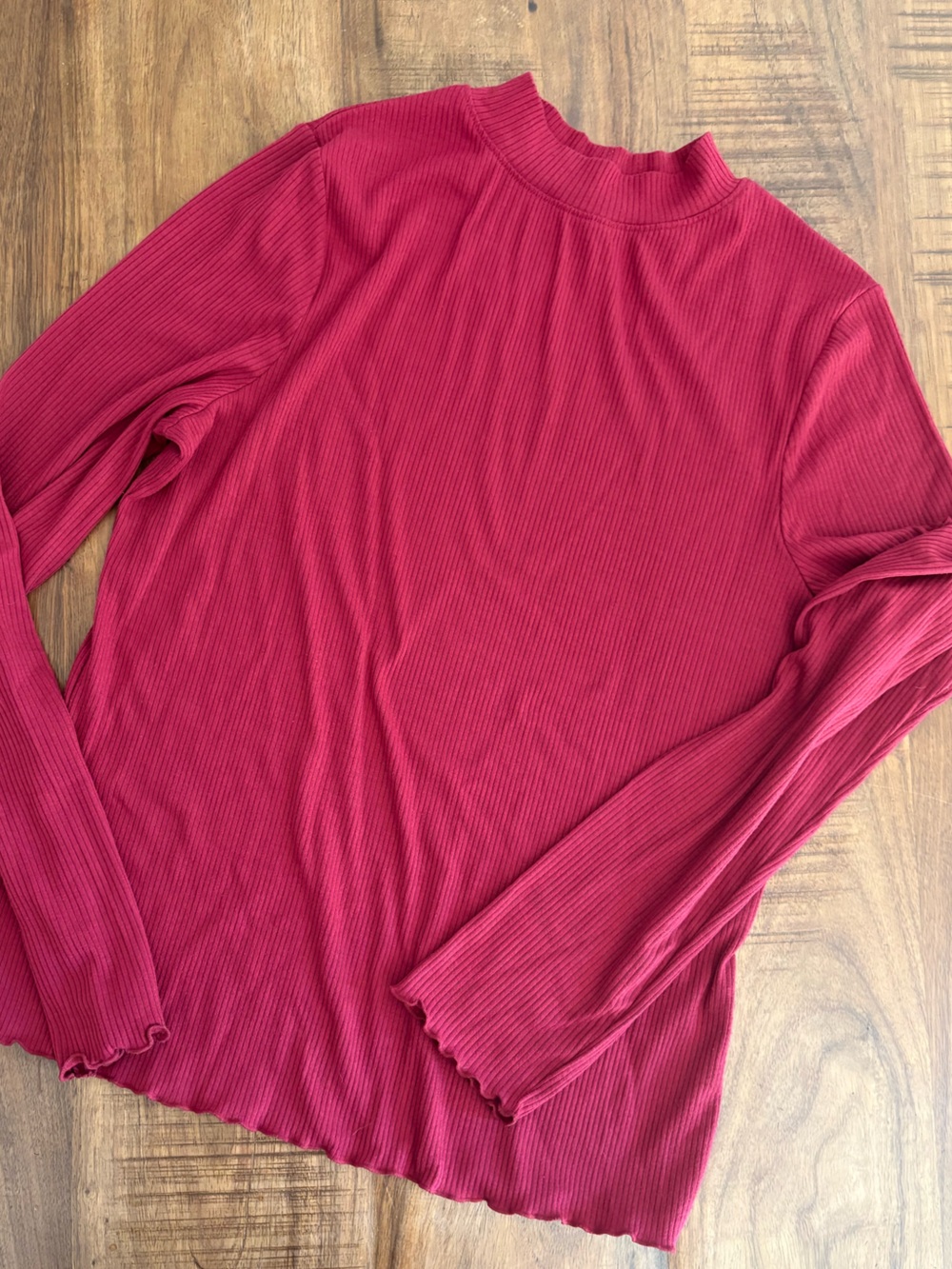 BP Ribbed Long Sleeve Top in Raspberry - Picture 4 of 5